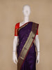 Royal Purple Floral And Butta Design Zari Weaving Soft Silk Saree - Diadem