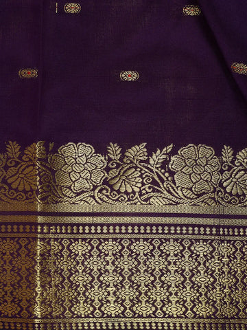 Royal Purple Floral And Butta Design Zari Weaving Soft Silk Saree - Diadem