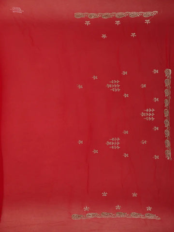 Ruby Red Paisley Embroidery Georgette Fancy Saree - Diadem