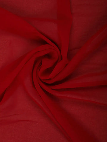 Ruby Red Paisley Embroidery Georgette Fancy Saree - Diadem
