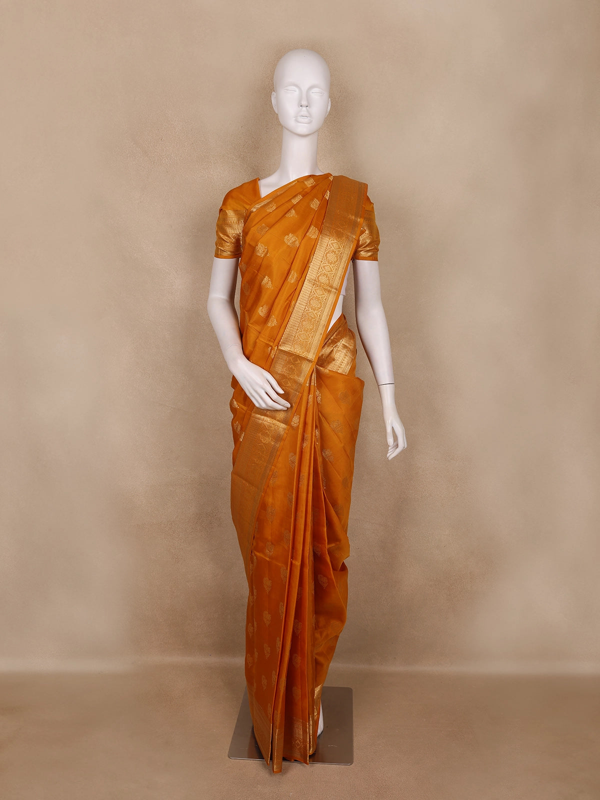 Rust Orange Butta Woven Design Kanchipuram Silk Saree