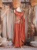 Rust Orange Floral Embroidered Design Tissue Organza Peplum Palazzo Suit with Dupatta