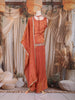 Rust Orange Floral Embroidered Design Tissue Organza Peplum Palazzo Suit with Dupatta