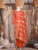Rust Orange Floral Zari Embroidered Design Crepe Straight Cut Salwar Suit