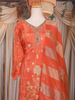 Rust Orange Floral Zari Embroidered Design Crepe Straight Cut Salwar Suit