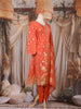 Rust Orange Floral Zari Embroidered Design Crepe Straight Cut Salwar Suit