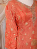 Rust Orange Floral Zari Embroidered Design Crepe Straight Cut Salwar Suit