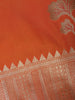 Rust Orange Silver Zari Woven Banarasi Silk Saree - Diadem