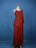 Rust Red Embroidered Design Georgette Palazzo Suit
