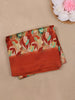 Rust Orange Floral Prints Fancy Cotton Saree - Diadem