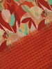 Rust Orange Floral Prints Fancy Cotton Saree - Diadem