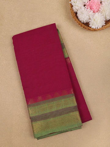 Rust Red Solid Design Cotton Fancy Saree - Diadem