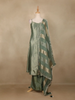 Sage Green Floral Design Silk Salwar Suit - Diadem