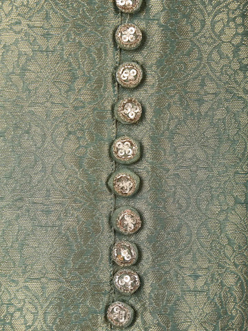 Sage Green Floral Design Silk Salwar Suit - Diadem