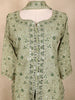 Sage Green Floral Embroidered Georgette Peplum Palazzo Suit with Choker Dupatta