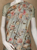Sage Green Floral Printed Tussar Silk Saree - Diadem