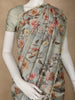 Sage Green Floral Printed Tussar Silk Saree - Diadem
