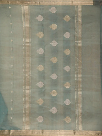 Sage Green Butta weave Organza Saree - Diadem