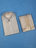 Sandal Jacquard Designed Silk Full-Sleeve Shirt with Matching Dhoti Set - Diadem
