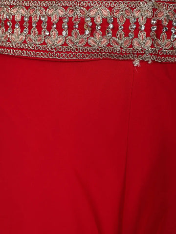 Scarlet Red Floral Sequin Embroidery Georgette Lehenga - Diadem