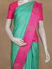 Sea Green Butta Woven Soft Silk Saree with Contrast Pink Border