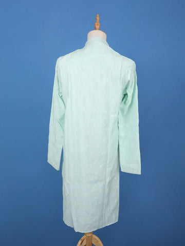 Sea Green Diamond Embroidered Cotton Kurta For Men - Diadem