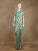 Sea Green Floral Butta Woven Banarasi Silk Saree With Zari Border