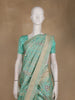 Sea Green Floral Butta Woven Banarasi Silk Saree With Zari Border