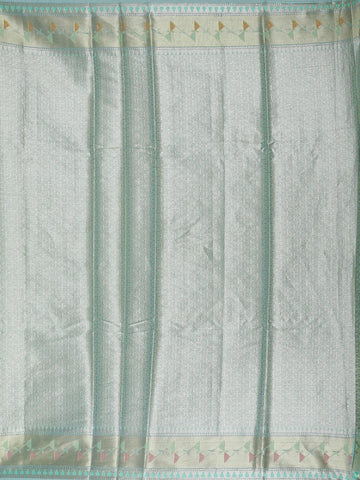 Sea Green Floral Design Semi Tissue Saree - Diadem