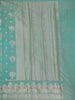 Sea Green Floral Motif Design Semi Banarasi Silk Saree