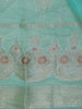 Sea Green Floral Motif Design Semi Banarasi Silk Saree