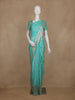 Sea Green Floral Motif Design Semi Banarasi Silk Saree