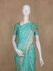 Sea Green Floral Motif Design Semi Banarasi Silk Saree