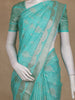 Sea Green Floral Motif Design Semi Banarasi Silk Saree