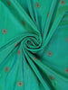 Sea Green Floral Woven Banarasi Silk Saree With Contrast Red Border - Diadem