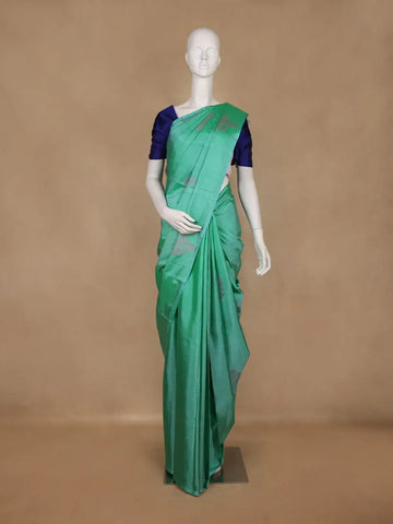 Sea Green Floral Woven Pure Kanchipuram Silk Saree - Diadem