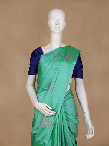 Sea Green Floral Woven Pure Kanchipuram Silk Saree - Diadem