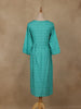 Sea Green Geometric Printed Cotton Kurti - Diadem