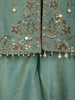 Sea Green Sequin Embroidery Design Silk Palazzo Suit