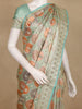 Sea Green and Peach Floral Woven Design Banarasi Saree with Designer Zari Border