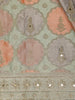 Sea Green and Peach Floral Woven Design Banarasi Saree with Designer Zari Border
