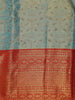 Sea Green Floral Woven Motifs Pure Kanchipuram Tissue Silk Saree - Diadem