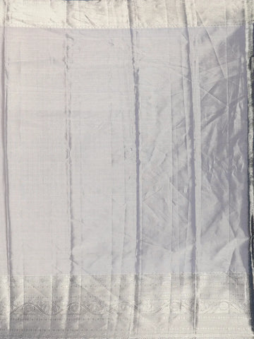 Silver Floral Design Woven Pure Kanchipuram Silk Saree - Diadem