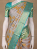 Silver Grey Floral Woven Pure Kanchipuram Silk Saree - Diadem