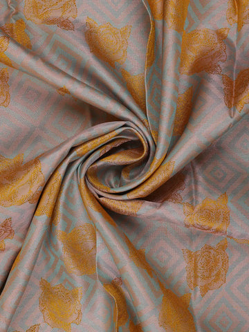 Silver Grey Floral Woven Pure Kanchipuram Silk Saree - Diadem