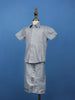 Silver Grey Silk Dhoti With Matching Half Sleeve Shirt - Diadem