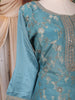 Sky Blue Floral Design Tissue Silk Straight Cut Salwar Suit with Dupatta