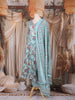 Sky Blue Floral Printed Design Cotton Anarkali Salwar Suit
