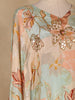 Sky Blue Floral Printed Design Crepe Kaftan Suit