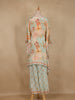 Sky Blue Floral Printed Design Crepe Kaftan Suit